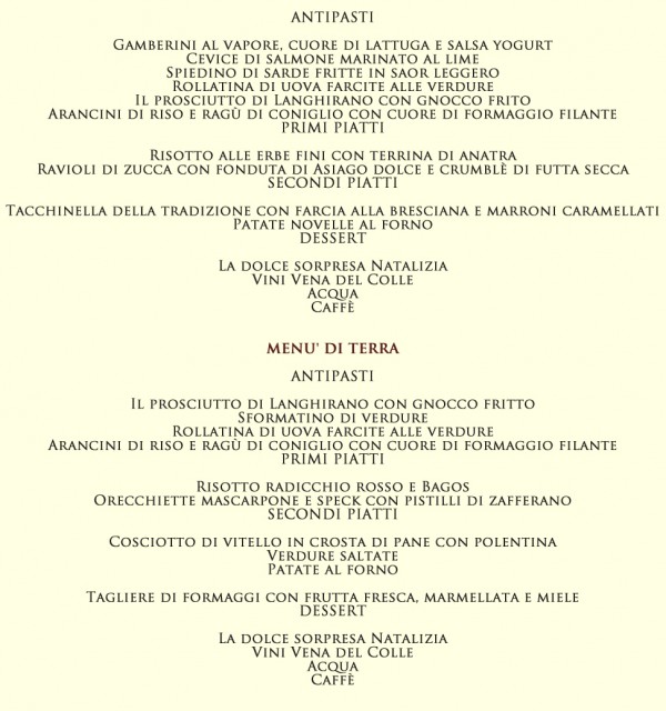 Agriturismo Vena del Colle Pranzo di Natale
