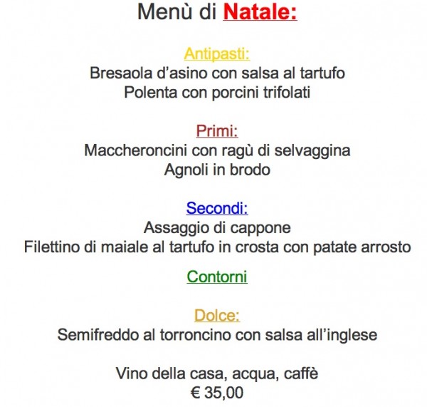 Ristorante Pizzeria Il Grappolo D'oro Pranzo Natale